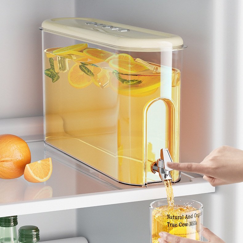 Wholesale Cold Water Jug Kettle Lemon Fruit Juice Ice Tea 4L Fridge Storage Box Cold Beverage Drink Dispenser