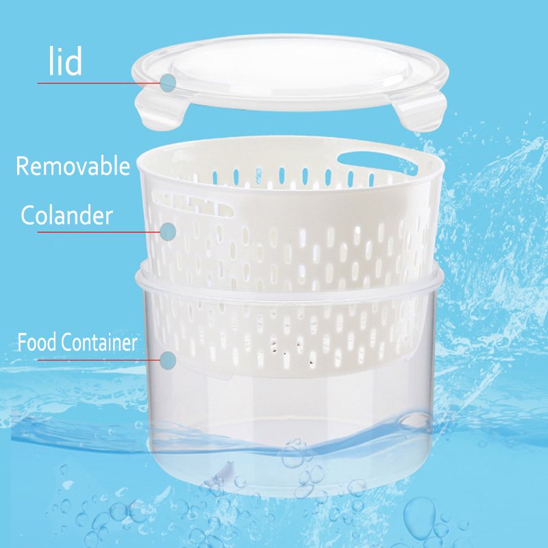 Plastic Airtight Easy Snap Food Storage Containers Organizer Box Set with Drain Basket