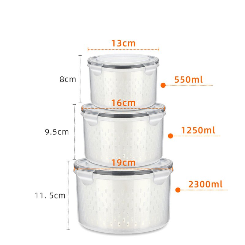 Plastic Airtight Easy Snap Food Storage Containers Organizer Box Set with Drain Basket