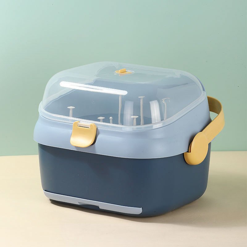 2024 New Household Portable Custom Logo Baby Milk Bottle Plastic Storage Box Baby Feeding Bottle Organizer Container With Cover