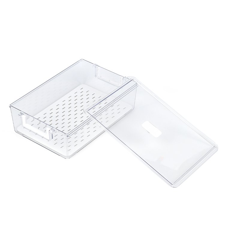 High Quality Draining Fridge Storage Box Plastic Storage Containers Fridge Organizer With Lid