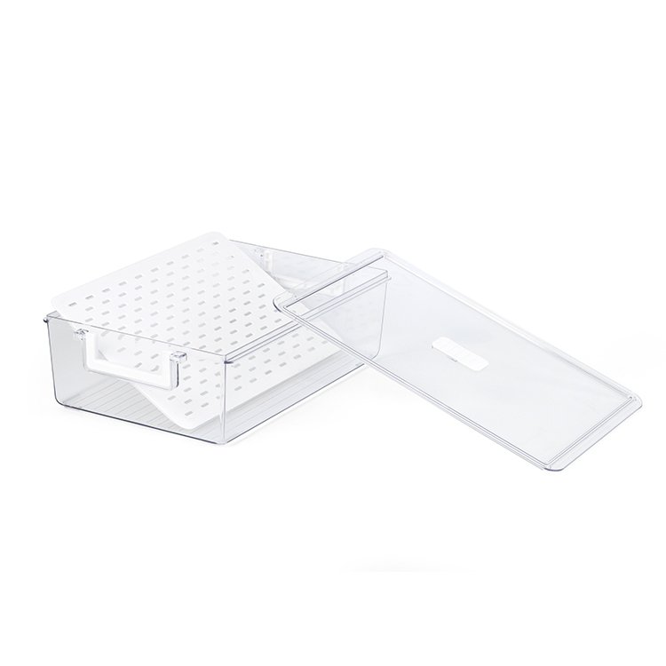 High Quality Draining Fridge Storage Box Plastic Storage Containers Fridge Organizer With Lid