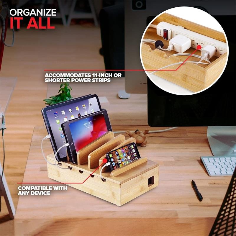 New Product Multifunctional Office Organizer Foldable Flexible Wood Socket Wire Sorting Box Top Cover Row Plug Bathroom Storage