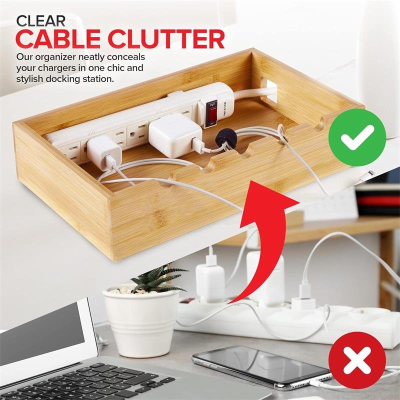 New Product Multifunctional Office Organizer Foldable Flexible Wood Socket Wire Sorting Box Top Cover Row Plug Bathroom Storage
