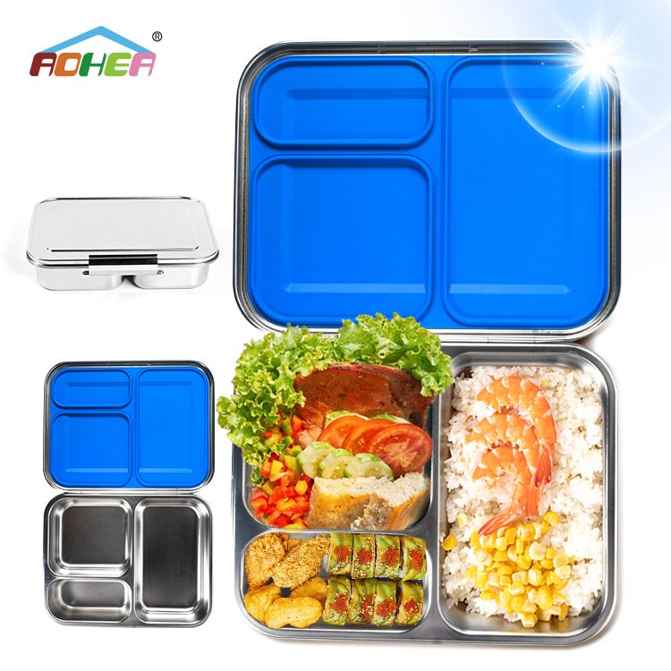 2024 Aohea Food Container Bento Lunch Box 304 Stainless Steel Lunch Box for adults metal tiffin box
