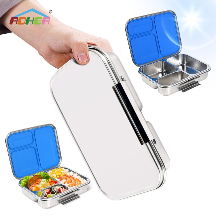 2024 Aohea Food Container Bento Lunch Box 304 Stainless Steel Lunch Box for adults metal tiffin box