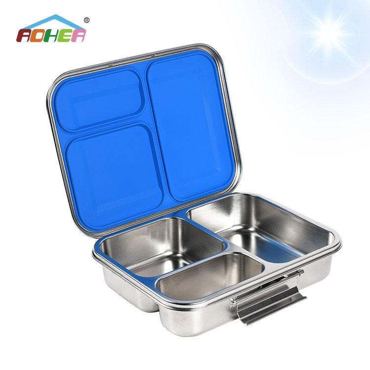 2024 Aohea Food Container Bento Lunch Box 304 Stainless Steel Lunch Box for adults metal tiffin box