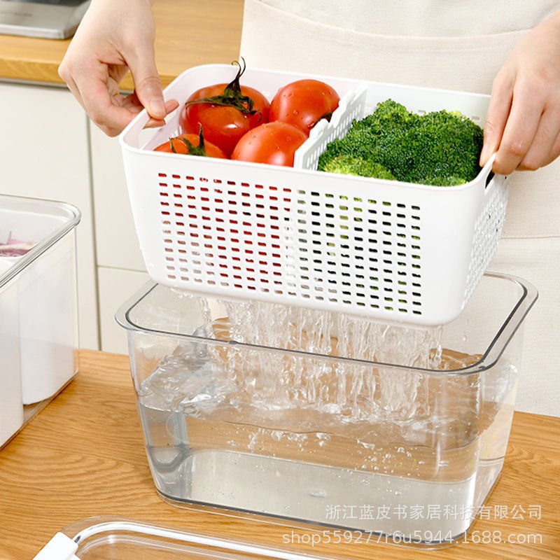 Hot sell Plastic PET Kitchen Stackable Container Storage Boxes Bins Refrigerator Drawer Fridge Organizer Food Storage Container