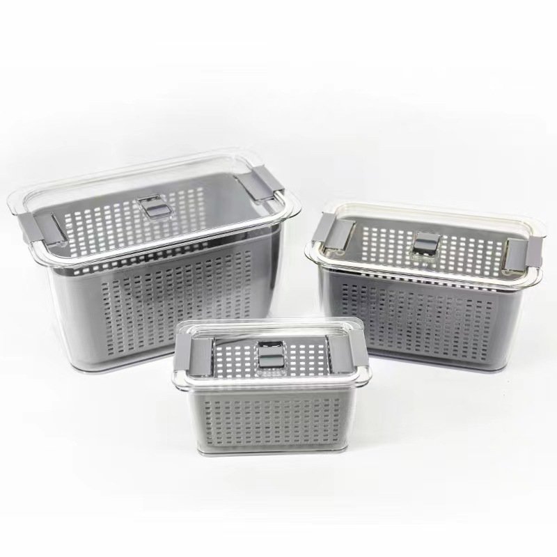 Hot sell Plastic PET Kitchen Stackable Container Storage Boxes Bins Refrigerator Drawer Fridge Organizer Food Storage Container