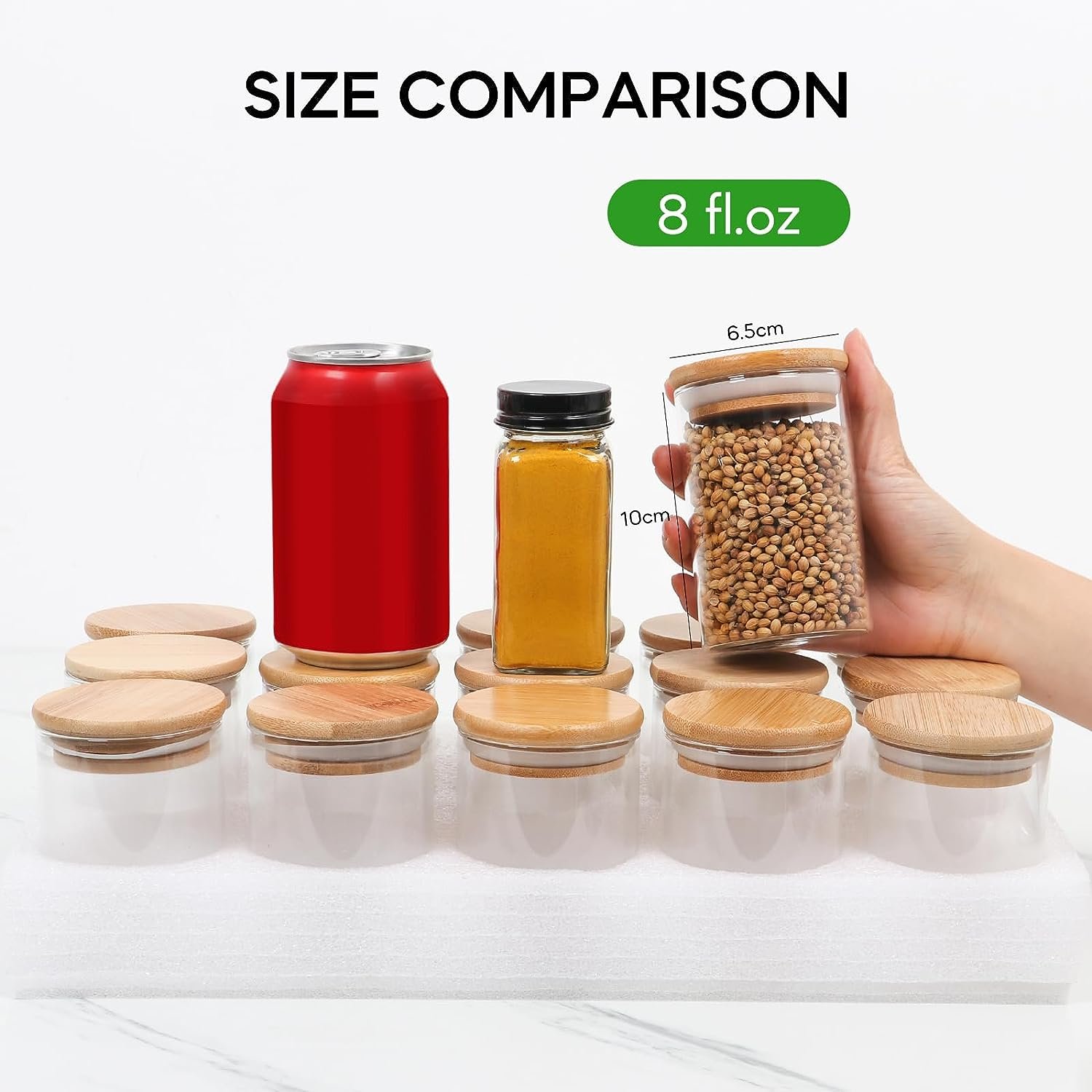 Quality Glass Jars with Bamboo Lids Empty Spice Jars Glass Seasoning Organizer Spice Containers Airtight Food Storage