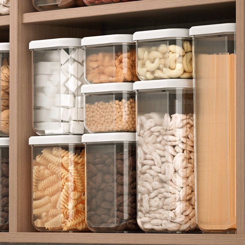 Bpa-free Airtight Kitchen Pantry Organizer Sealed Food Boxes & Bins with Silicone Lid Reusable Food Storage Containers Injection