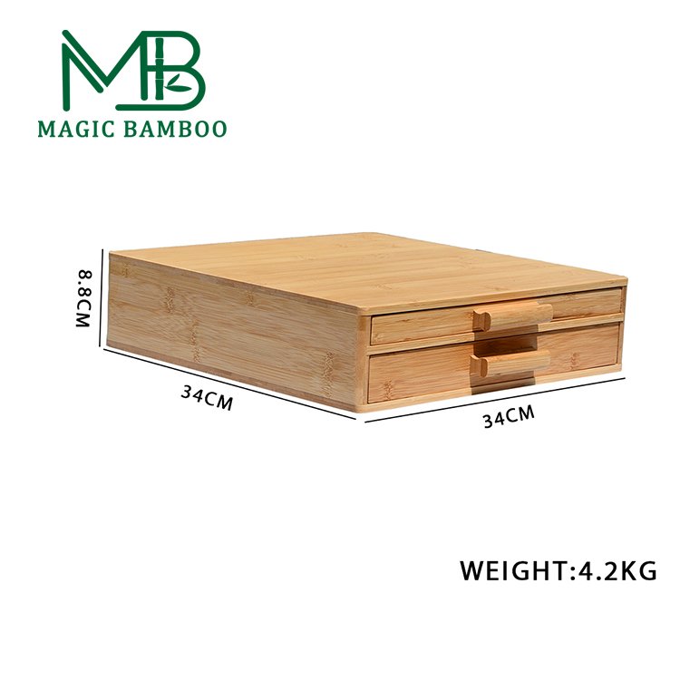 Simple Design Bamboo Double Drawer Coffee Supplies Capsule Storage Box