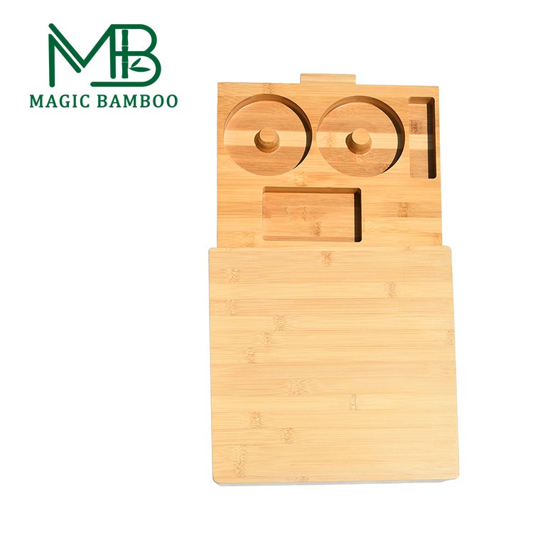 Simple Design Bamboo Double Drawer Coffee Supplies Capsule Storage Box