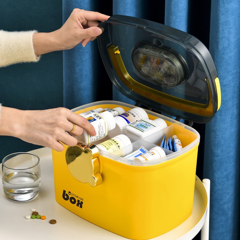 Household Plastic Medicine Cabinet Portable Pill Box Storage Medicine organizer with Lock