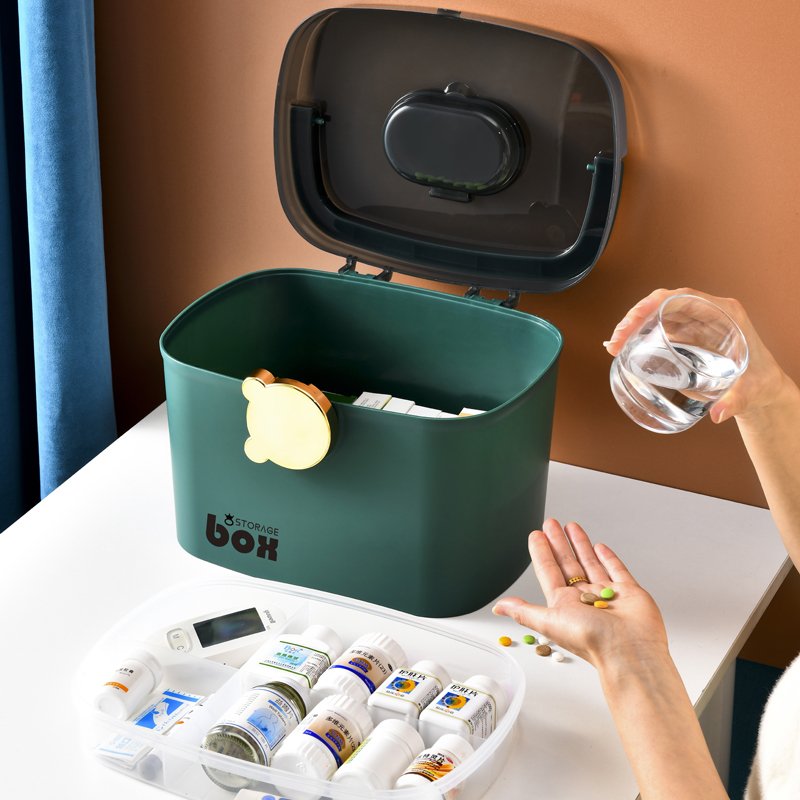 Household Plastic Medicine Cabinet Portable Pill Box Storage Medicine organizer with Lock