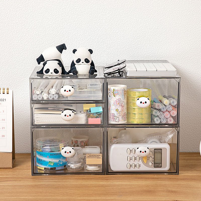 Waterproof transparent PET desktop cosmetic stationery storage box organizer