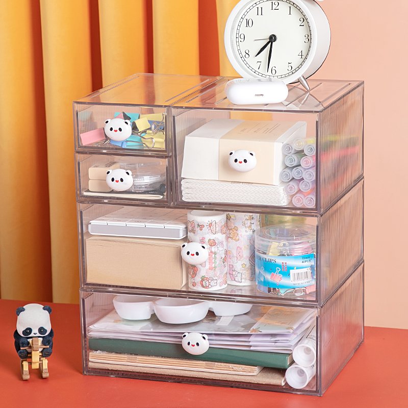 Waterproof transparent PET desktop cosmetic stationery storage box organizer