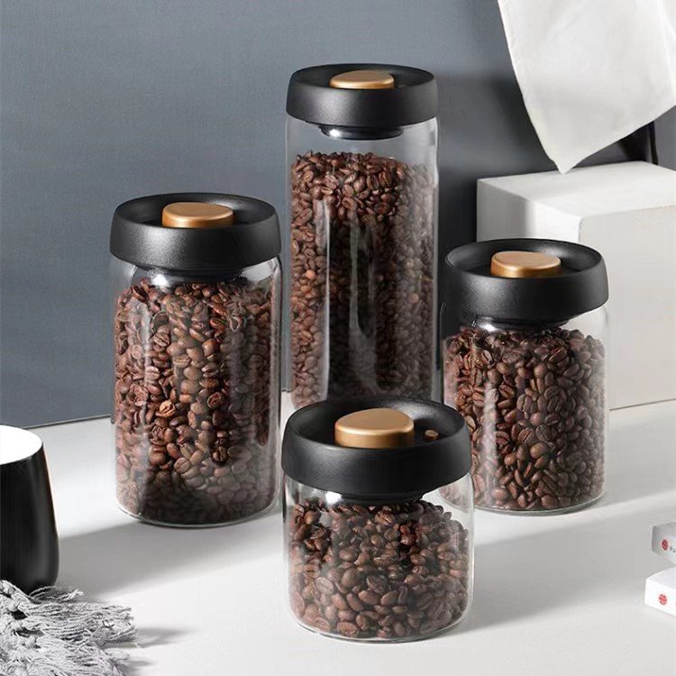 vacuum seal food storage container glass jars glass coffee beans sealing canister storage glass storage jars