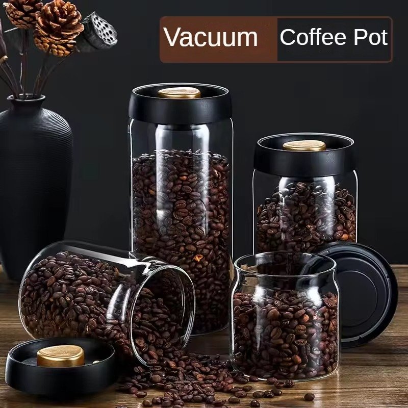 vacuum seal food storage container glass jars glass coffee beans sealing canister storage glass storage jars