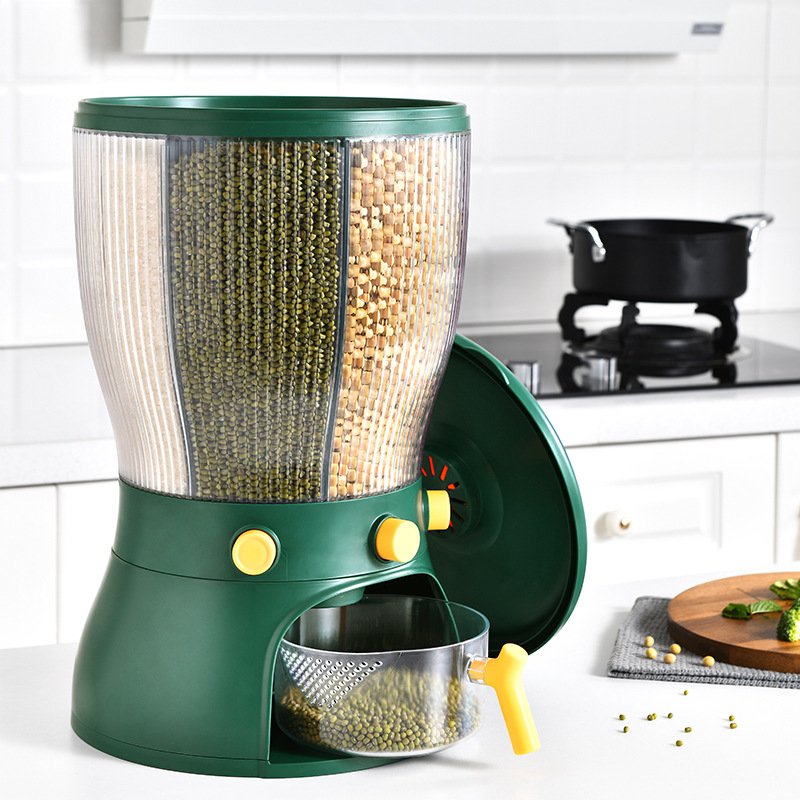 Rotating insect-proof moisture-proof sealed rice storage box kitchen rice pot cereals grid rice storage box