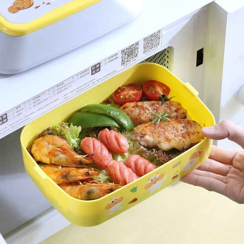 Cute Stackable airtight keep food double layer plastic tiffin lunch box bento food storage container for adults & kids