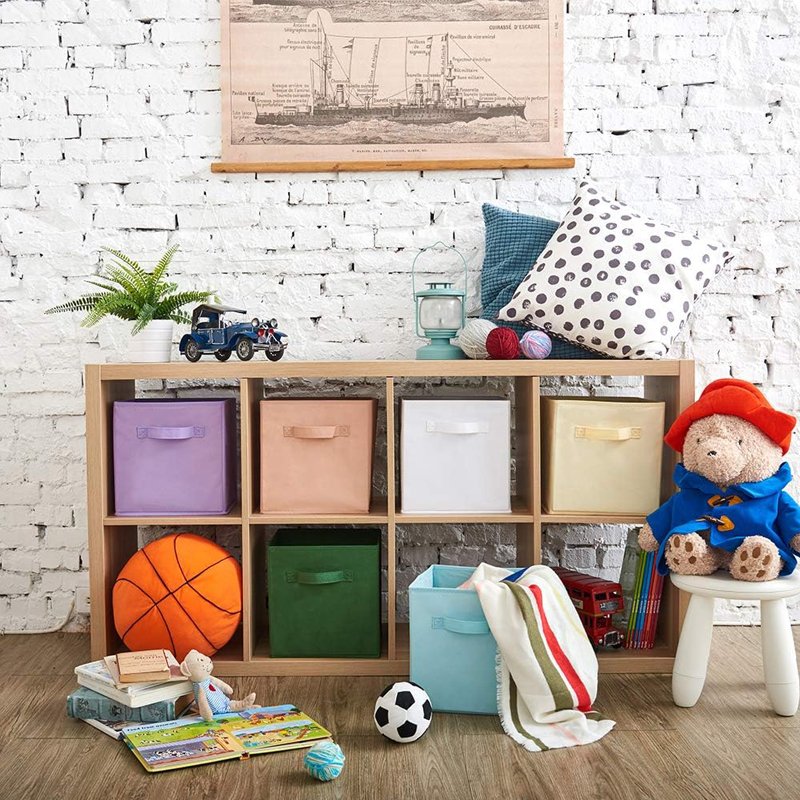 Household Foldable Fabric Basket Bins 10.5 Inch Cube Storage Bins Storage Box Organizer with Handles