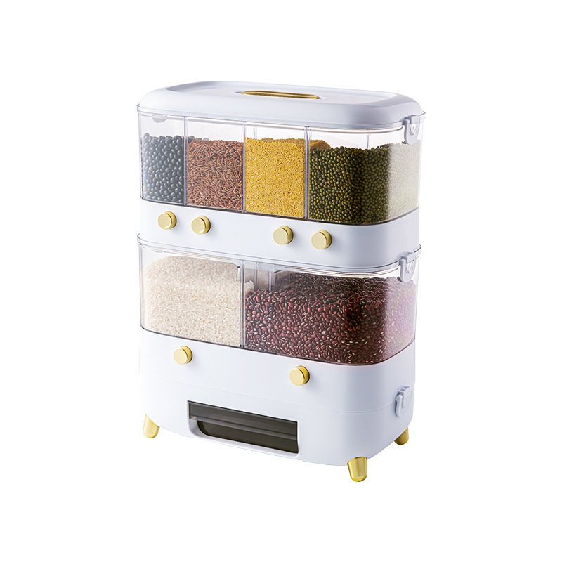 Rectangular Large - Capacity Double - Layer 6 - Section Dry Food And Cereal Grain Dispenser