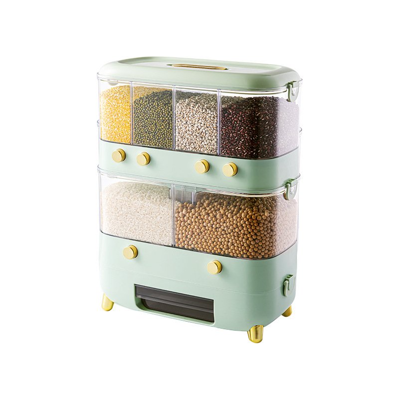 Rectangular Large - Capacity Double - Layer 6 - Section Dry Food And Cereal Grain Dispenser
