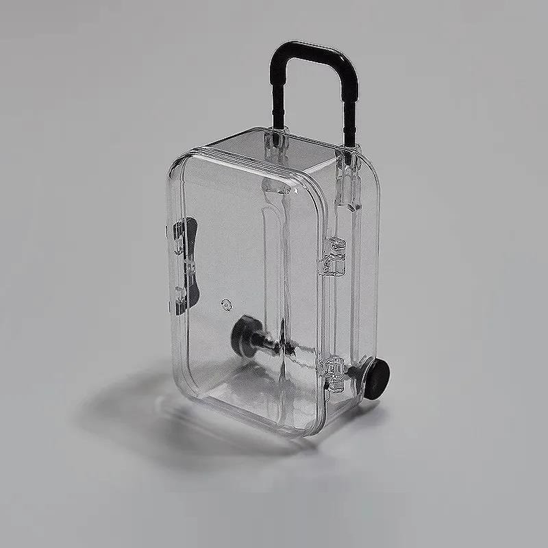 Mini Transparent Suitcase Shape Decorative Accessories Desktop Organizer Box Jewelry Storage Box