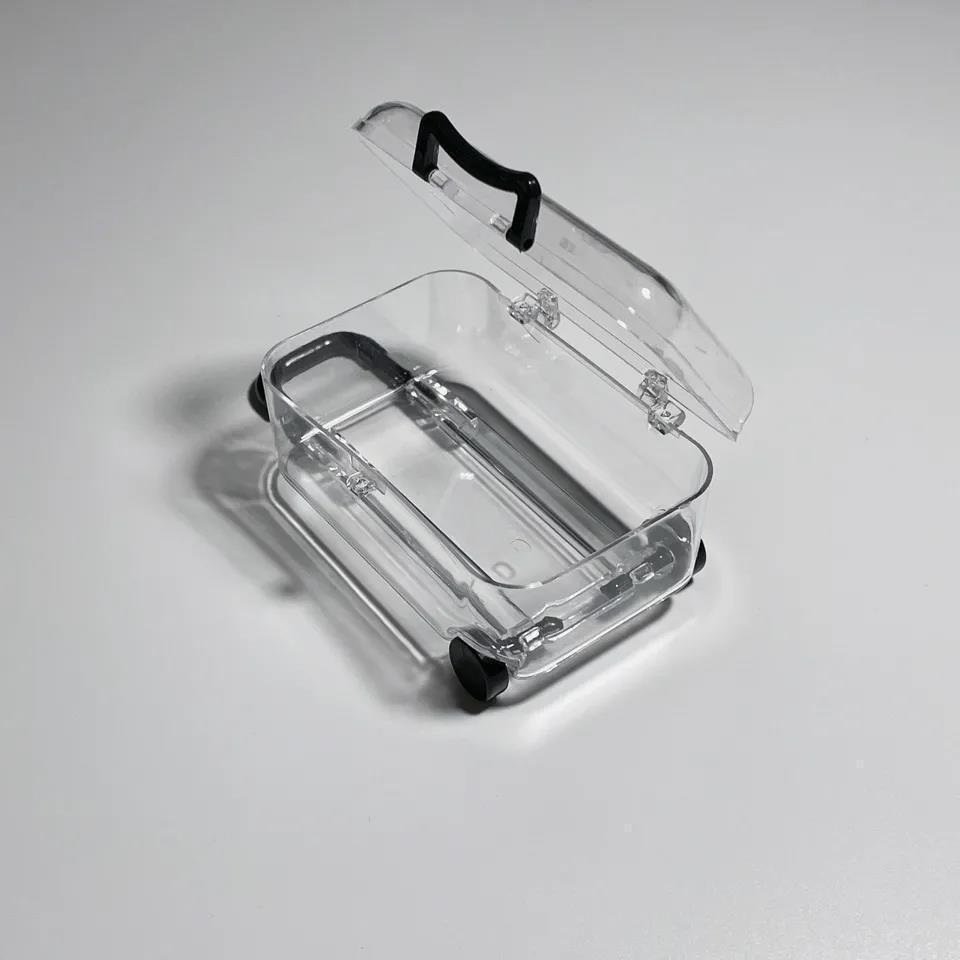 Mini Transparent Suitcase Shape Decorative Accessories Desktop Organizer Box Jewelry Storage Box