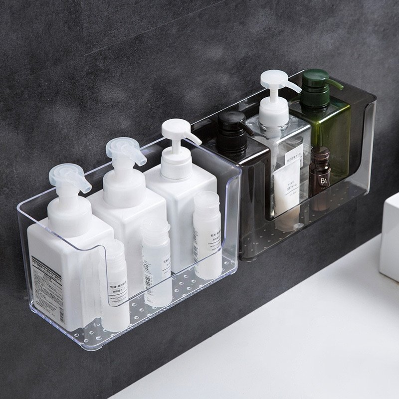 Cosmetic storage box toilet bathroom wall suction type non perforated shelf wall hanging
