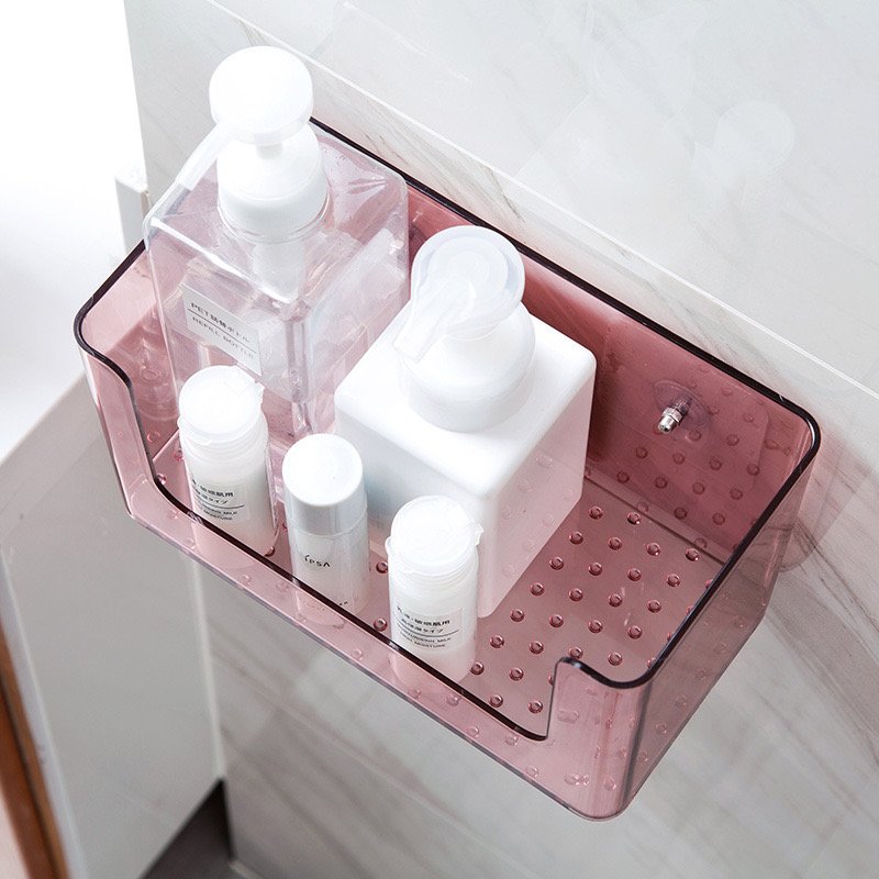Cosmetic storage box toilet bathroom wall suction type non perforated shelf wall hanging