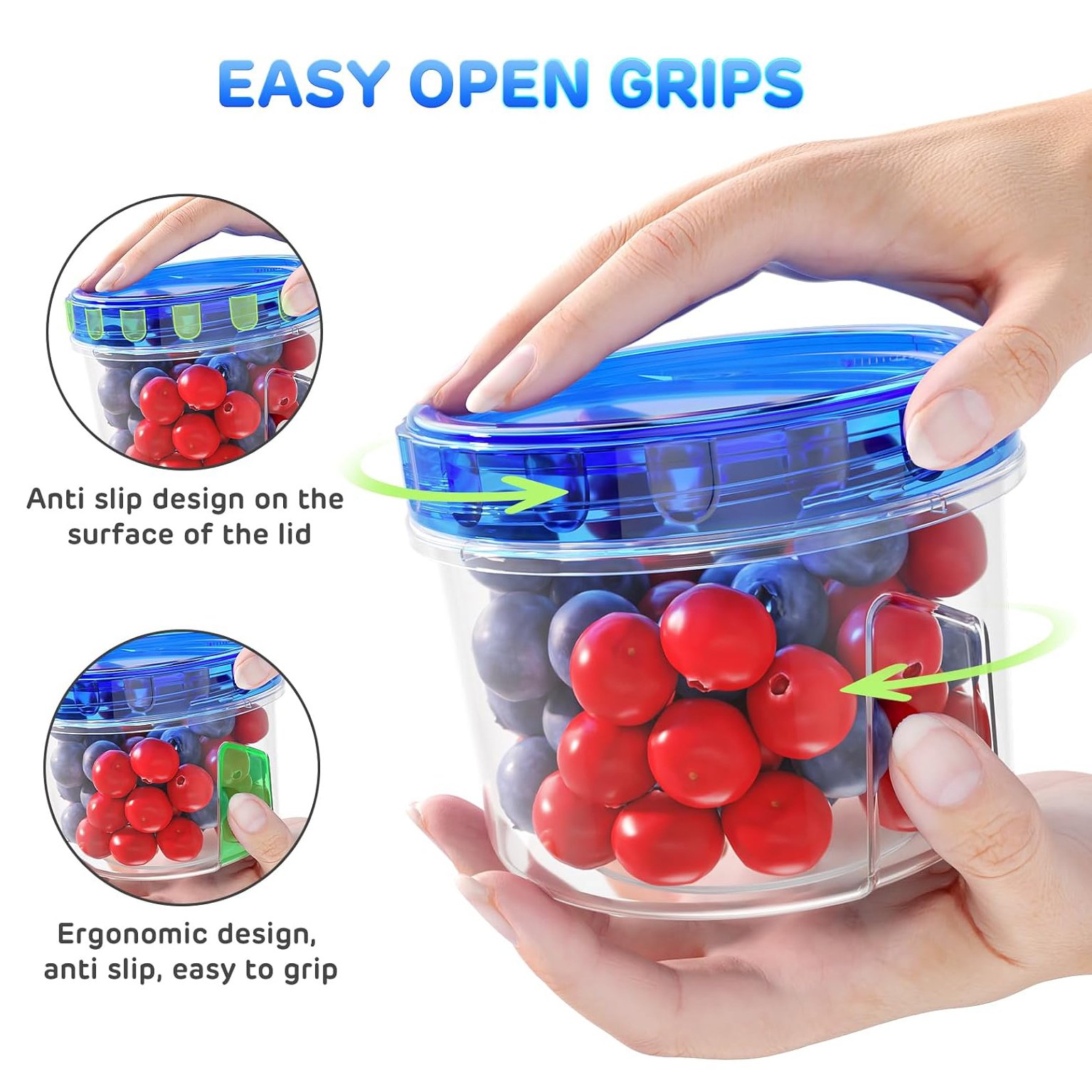 BPA Free Stackable Leakproof Airtight Plastic Food Storage Containers with Twist Top Lids