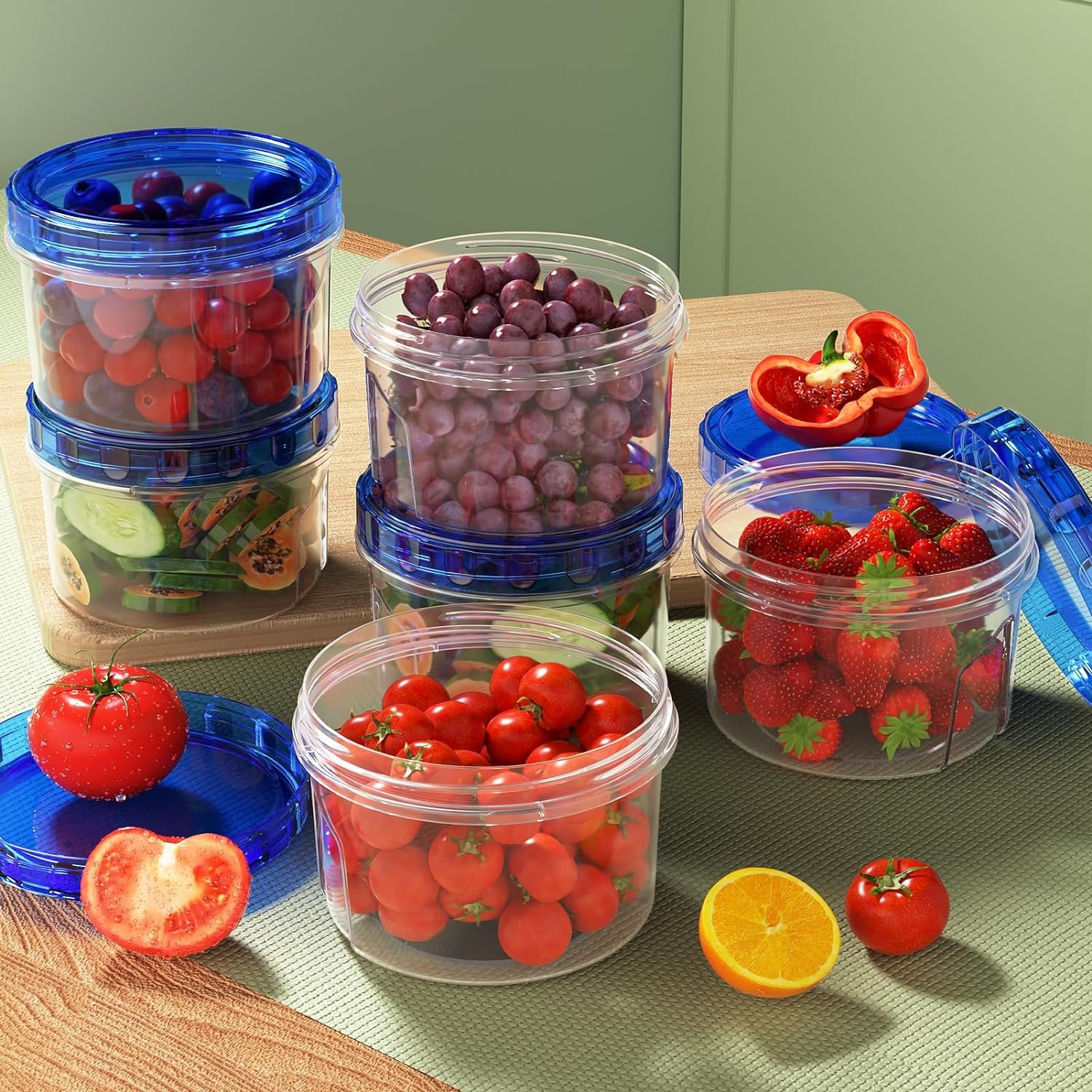 BPA Free Stackable Leakproof Airtight Plastic Food Storage Containers with Twist Top Lids