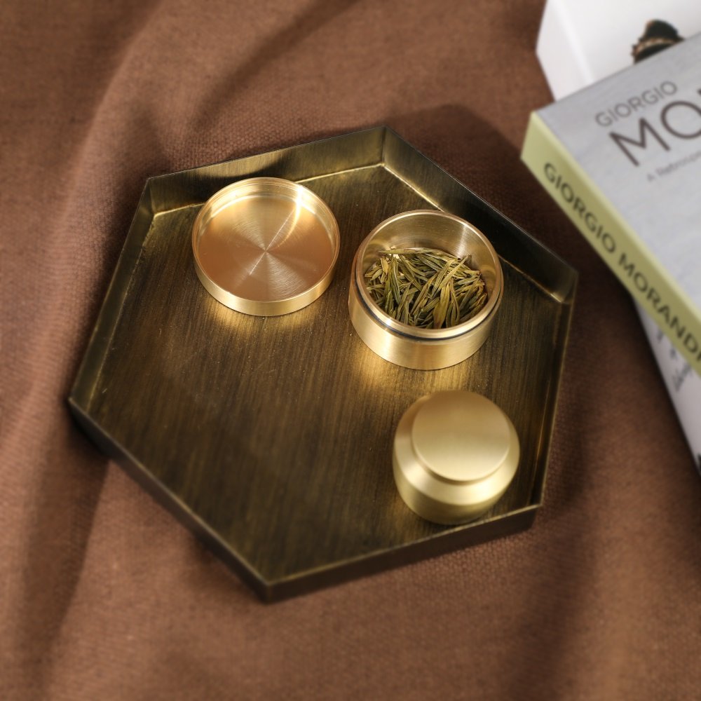 Pure Brass Airtight Tea Caddy Portable Pill Box Luxury Golden Brass Storage Box Kitchen Jars Factory Wholesale