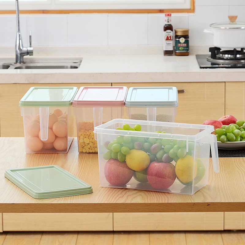 Kitchen Organizer Freezer Clear Cereal Storage Box Rice Storage Container with Handle Egg boxes Food storage container