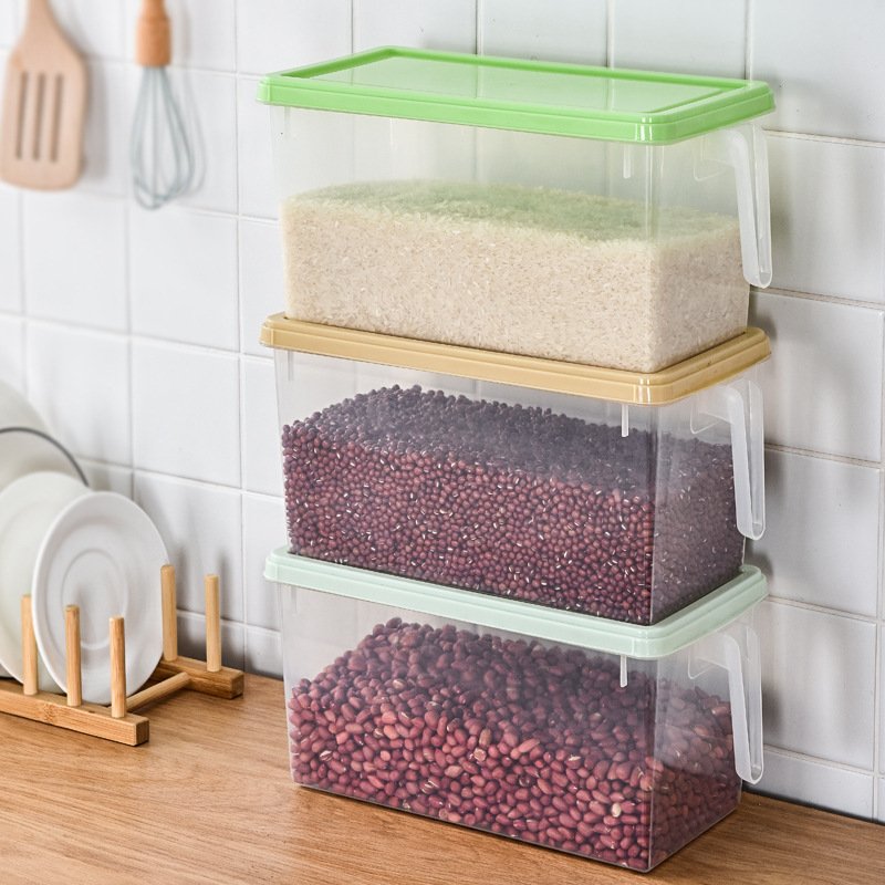 Kitchen Organizer Freezer Clear Cereal Storage Box Rice Storage Container with Handle Egg boxes Food storage container
