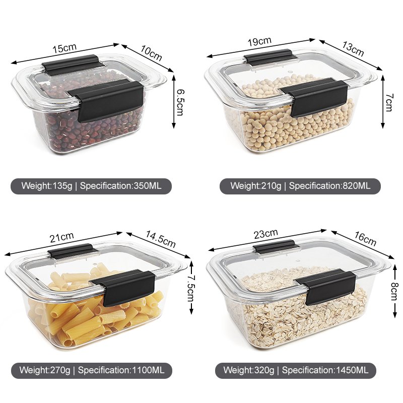 Wholesale Plastic Clear Box Containers Transparent Airtight Food Storage Containers Set with Lock