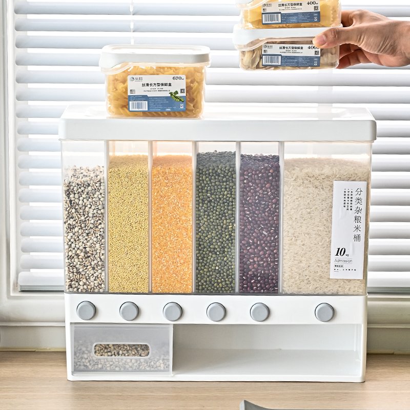 2022 new Wall Mounted Cereal Dispenser Rice Storage Tank Of Whole Grains The Rice Bucket Which Is Insect-proof