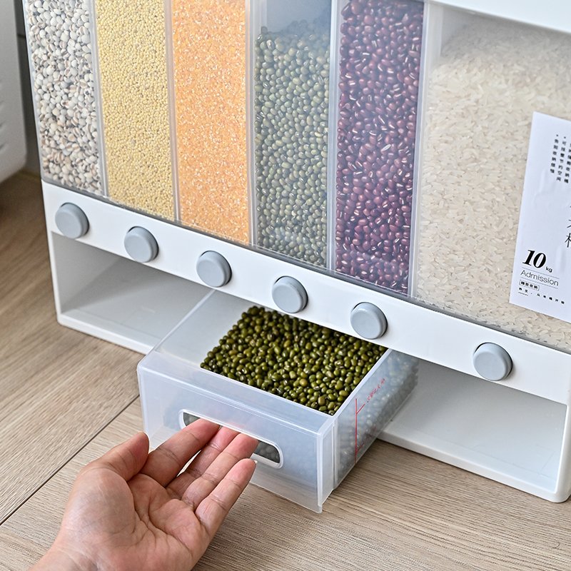 2022 new Wall Mounted Cereal Dispenser Rice Storage Tank Of Whole Grains The Rice Bucket Which Is Insect-proof
