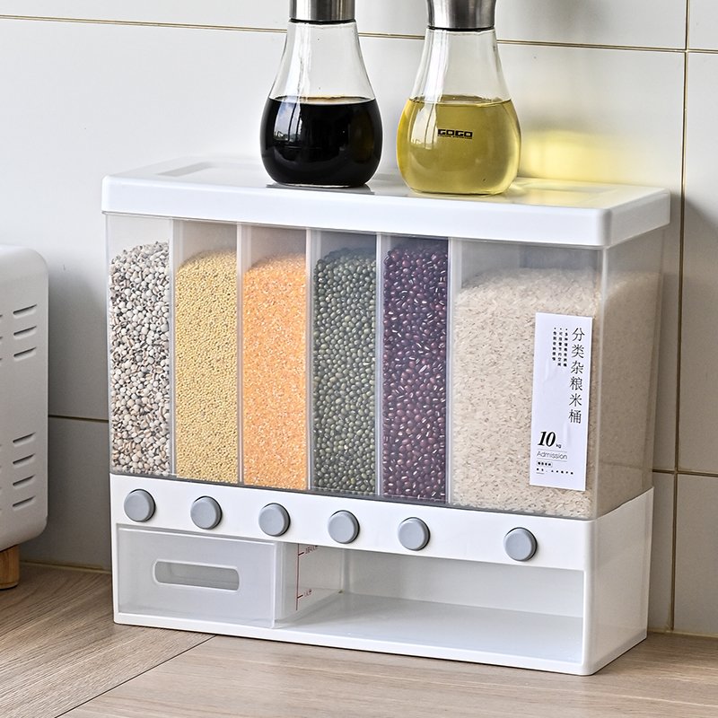 2022 new Wall Mounted Cereal Dispenser Rice Storage Tank Of Whole Grains The Rice Bucket Which Is Insect-proof