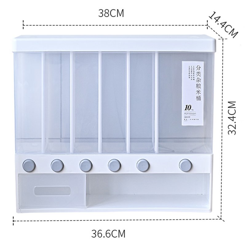2022 new Wall Mounted Cereal Dispenser Rice Storage Tank Of Whole Grains The Rice Bucket Which Is Insect-proof