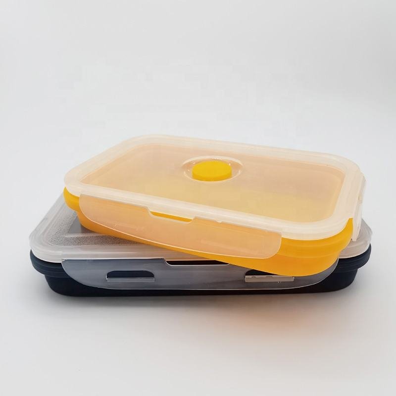 Popular Collapsible Portable Silicone Lunch Box Eco-Friendly Leak Proof Bento Reusable Food Storage Box