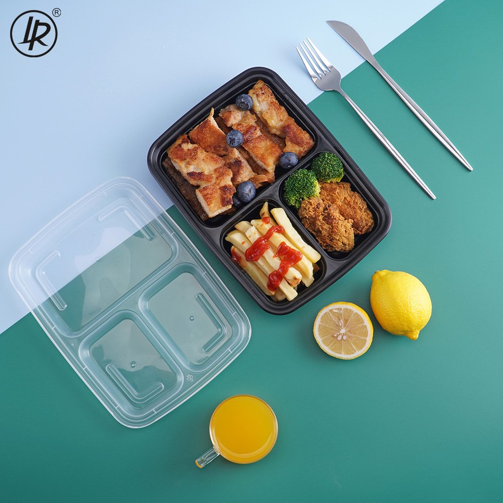 LR 33 Oz Meal Prep 3 Compartment Lunch Containers,150 Pack Containers Food Storage Bento Box With Lid