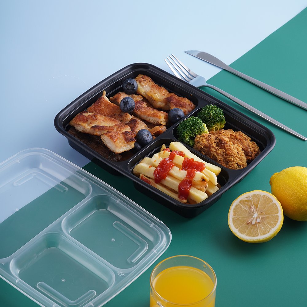 LR 33 Oz Meal Prep 3 Compartment Lunch Containers,150 Pack Containers Food Storage Bento Box With Lid