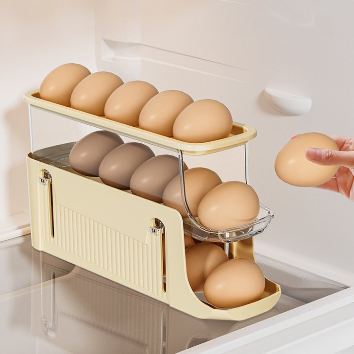 15 Holes Egg Storage Box Rolling Egg Holder egg Organizer Storage Box refrigerator Multi-layer Storage Box