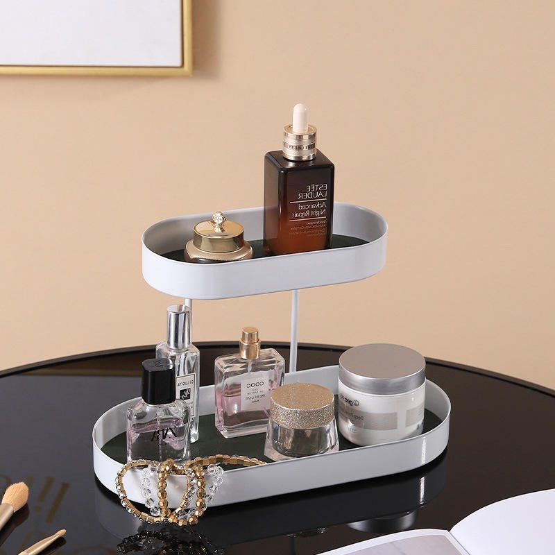 Nordic Style Metal Storage Tray 2 Layers Desktop Storage Box Tableware Key Storage Rack Home Decoration