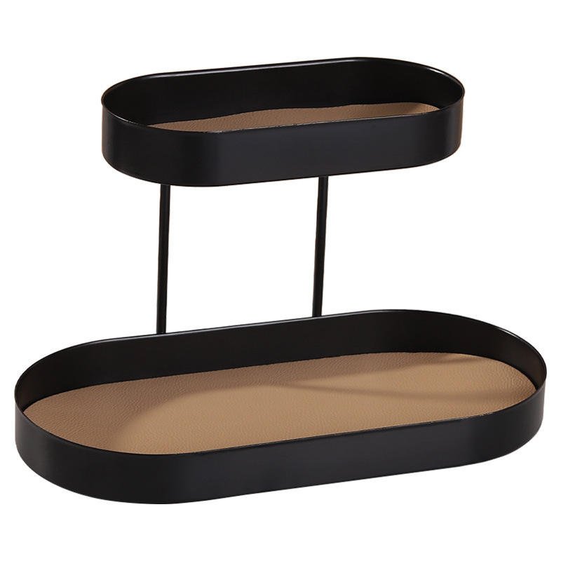 Nordic Style Metal Storage Tray 2 Layers Desktop Storage Box Tableware Key Storage Rack Home Decoration