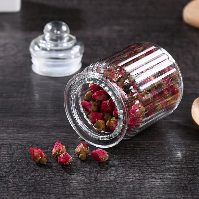 High Quality Luxury Empty 230ml 650ml 950ml 1250ml Candy Glass Containers For Food Storage Candy Glass Jar With Glass Lid