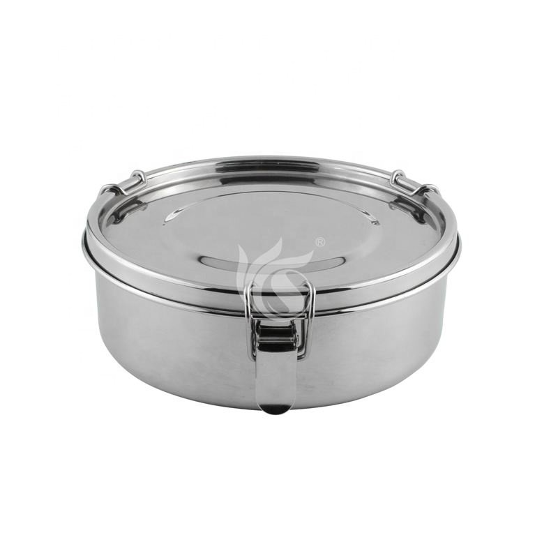 Stainless Steel Indian Tiffin Food Storage Container, Round 1 Tier Bento Lunch Box for Kids & Adults
